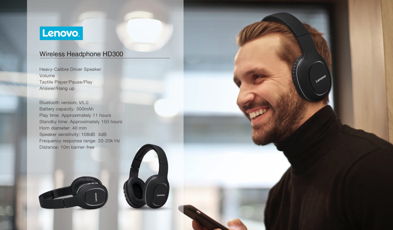 Lenovo HD300 Bluetooth Headphones هدفون بلوتوثی